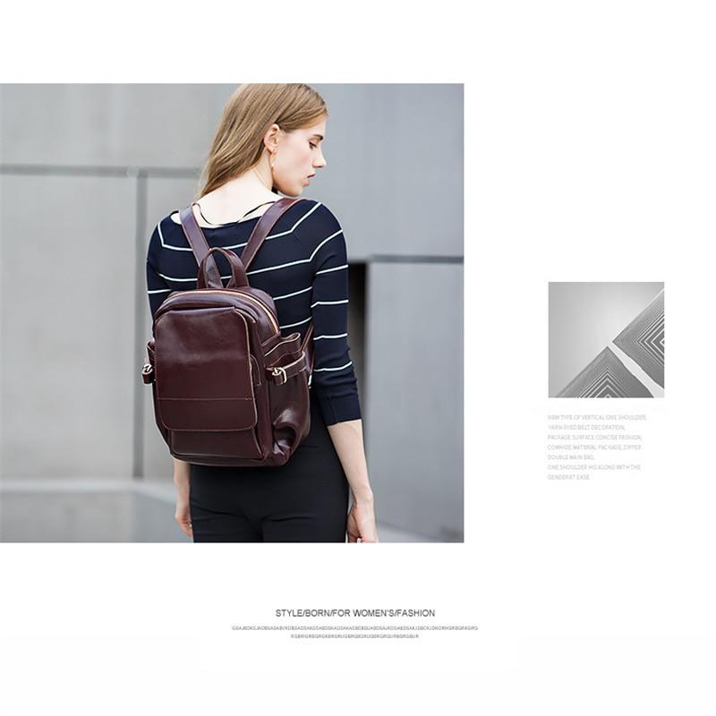 Cute Fashion Women's Solid Split Leather Zipper Travel School Backpack - Backpacks - DYAVOR®