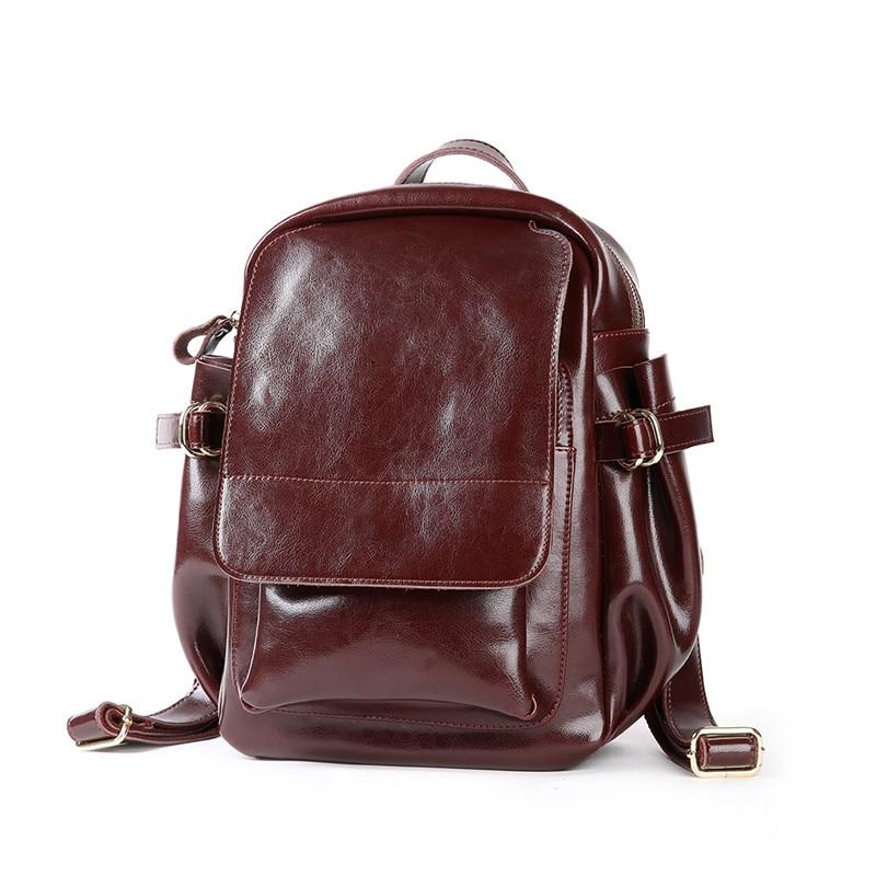 Cute Fashion Women's Solid Split Leather Zipper Travel School Backpack - Backpacks - DYAVOR®