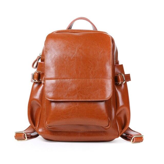 Cute Fashion Women's Solid Split Leather Zipper Travel School Backpack - Backpacks - DYAVOR®