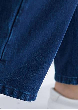 denim blue vintage women pants elastic waist patchwork trousers - - DYAVOR®
