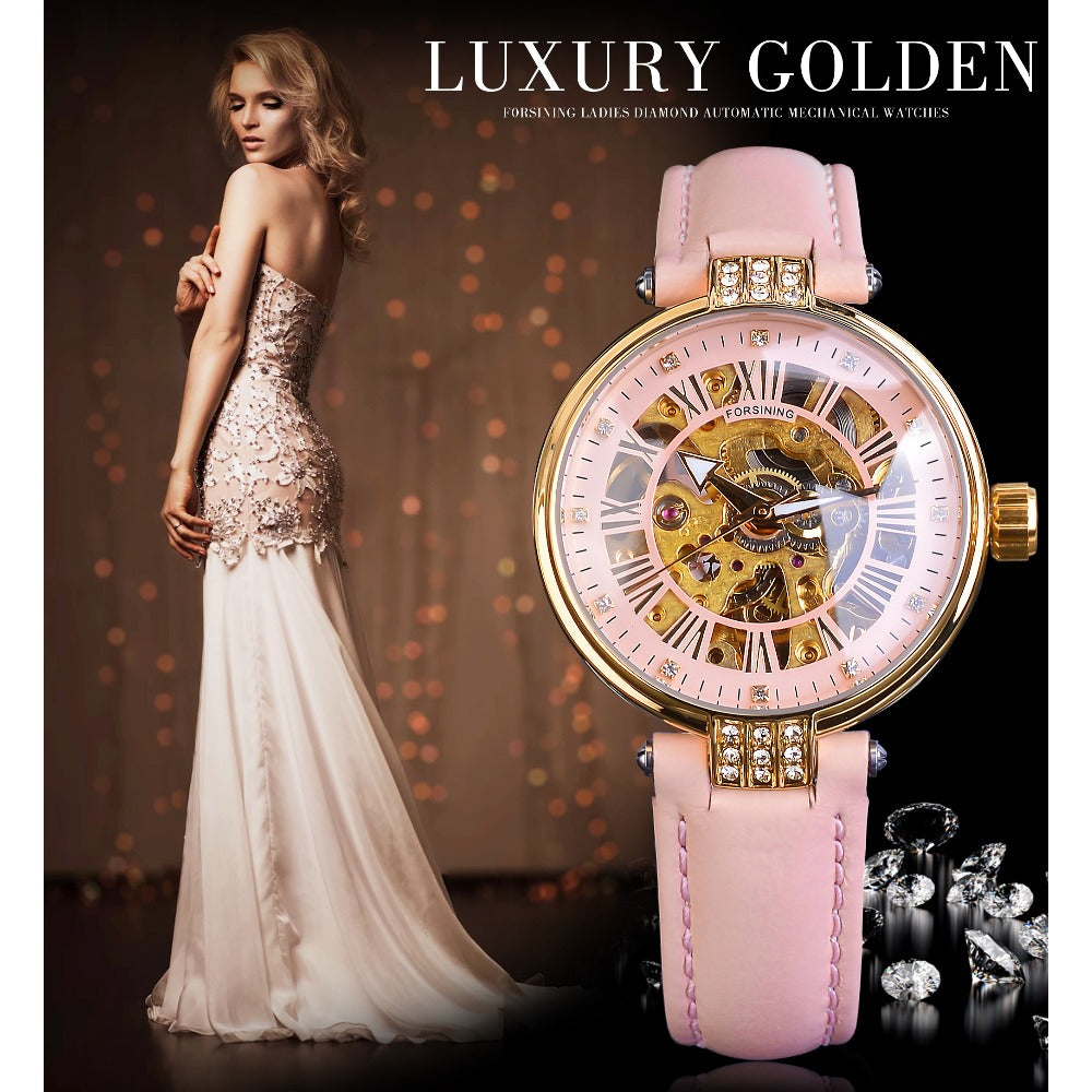 Diamond Embellished Automatic Self-Wind Skeleton Watch for Women - Watches for Women - DYAVOR®