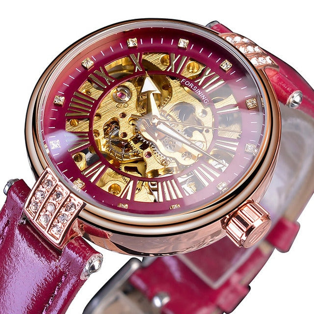 Diamond Embellished Automatic Self-Wind Skeleton Watch for Women - Watches for Women - DYAVOR®