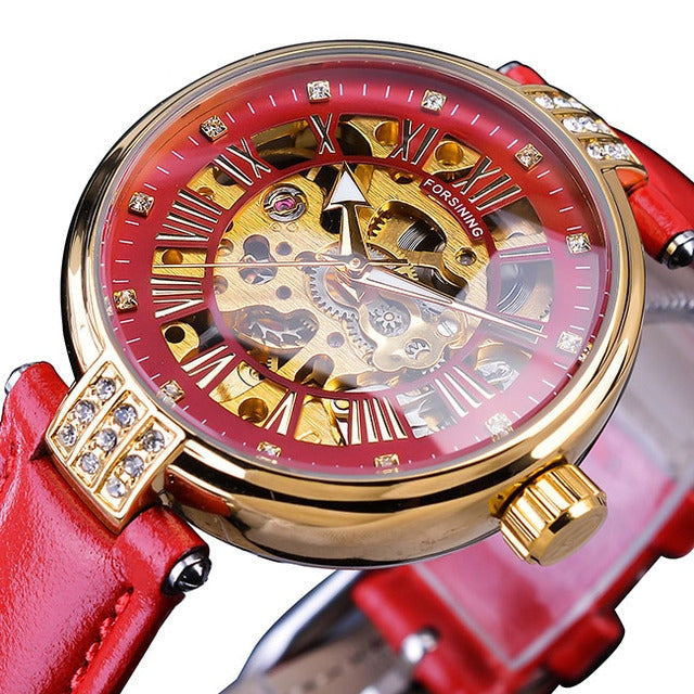 Diamond Embellished Automatic Self-Wind Skeleton Watch for Women - Watches for Women - DYAVOR®