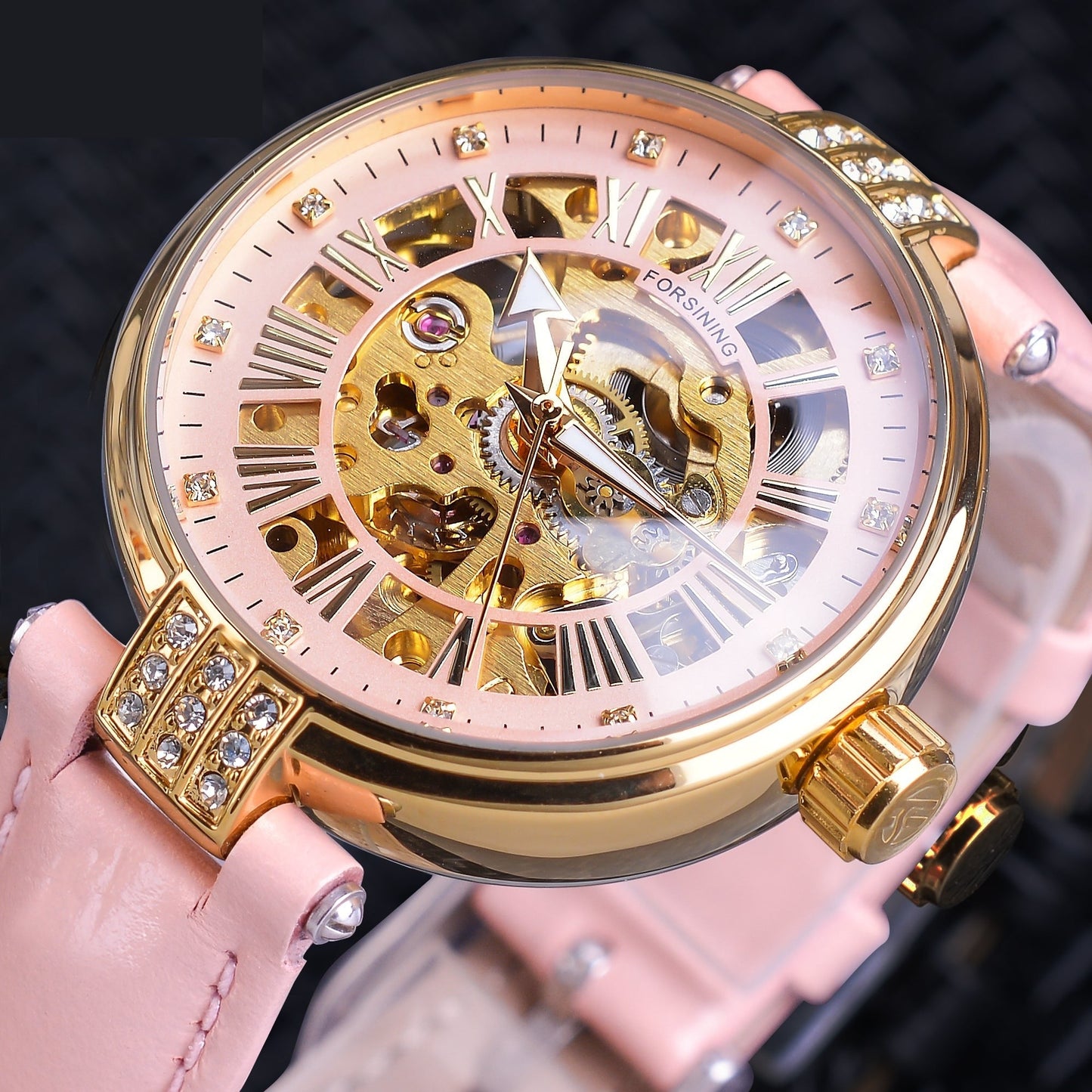 Diamond Embellished Automatic Self-Wind Skeleton Watch for Women - Watches for Women - DYAVOR®