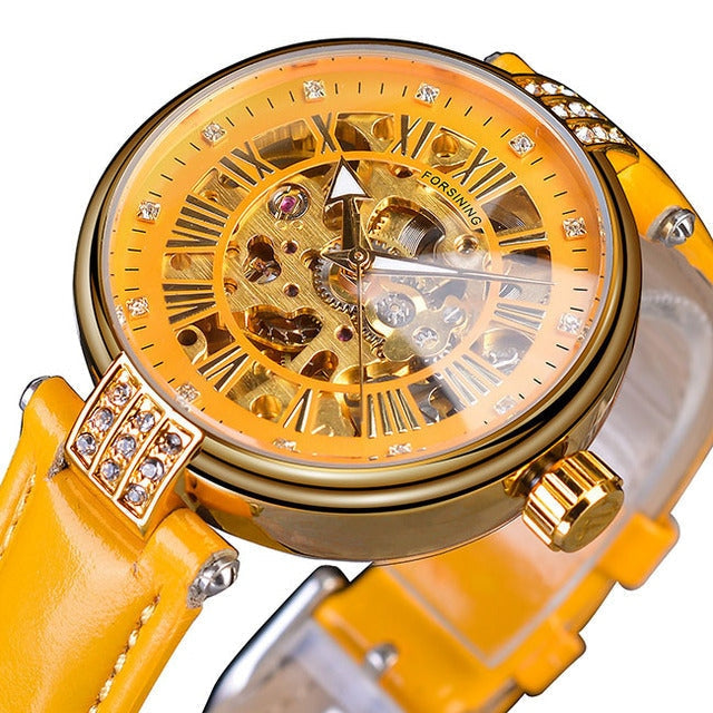 Diamond Embellished Automatic Self-Wind Skeleton Watch for Women - Watches for Women - DYAVOR®