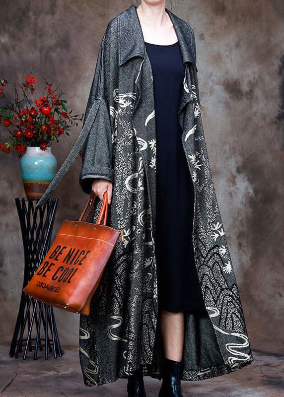 diy Grey Peter Pan Collar Jacquard Winter Coat - Trench coats - DYAVOR®