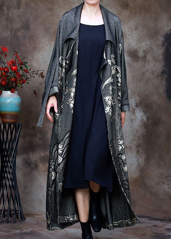 diy Grey Peter Pan Collar Jacquard Winter Coat - Trench coats - DYAVOR®