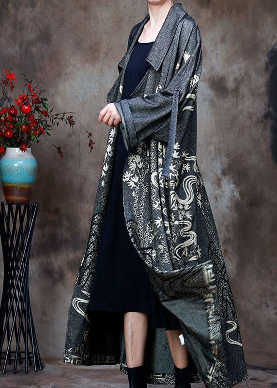 diy Grey Peter Pan Collar Jacquard Winter Coat - Trench coats - DYAVOR®