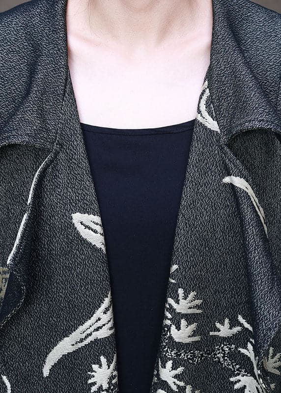 diy Grey Peter Pan Collar Jacquard Winter Coat - Trench coats - DYAVOR®