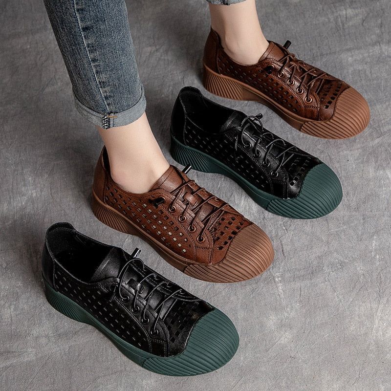 Fashion Breathable Leather Sneakers Women Casual Shoes FGCS03 - Casual Shoes - DYAVOR®