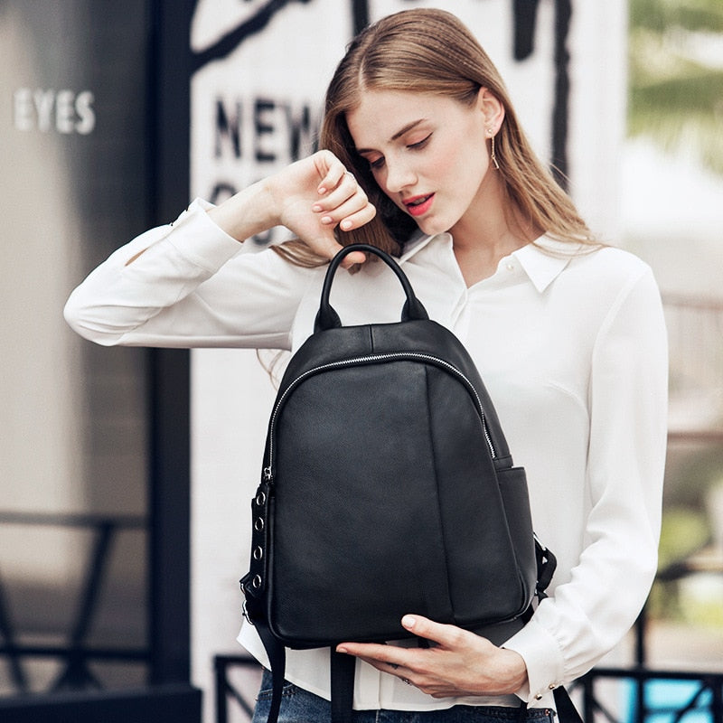 Genuine Cowhide Leather Women's All-Match Travel Shoulder Strap Backpack - Backpacks - DYAVOR®