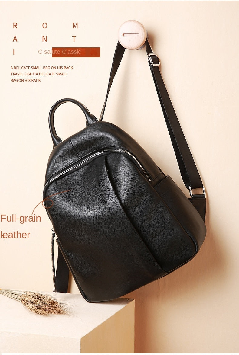 Genuine Cowhide Leather Women's All-Match Travel Shoulder Strap Backpack - Backpacks - DYAVOR®