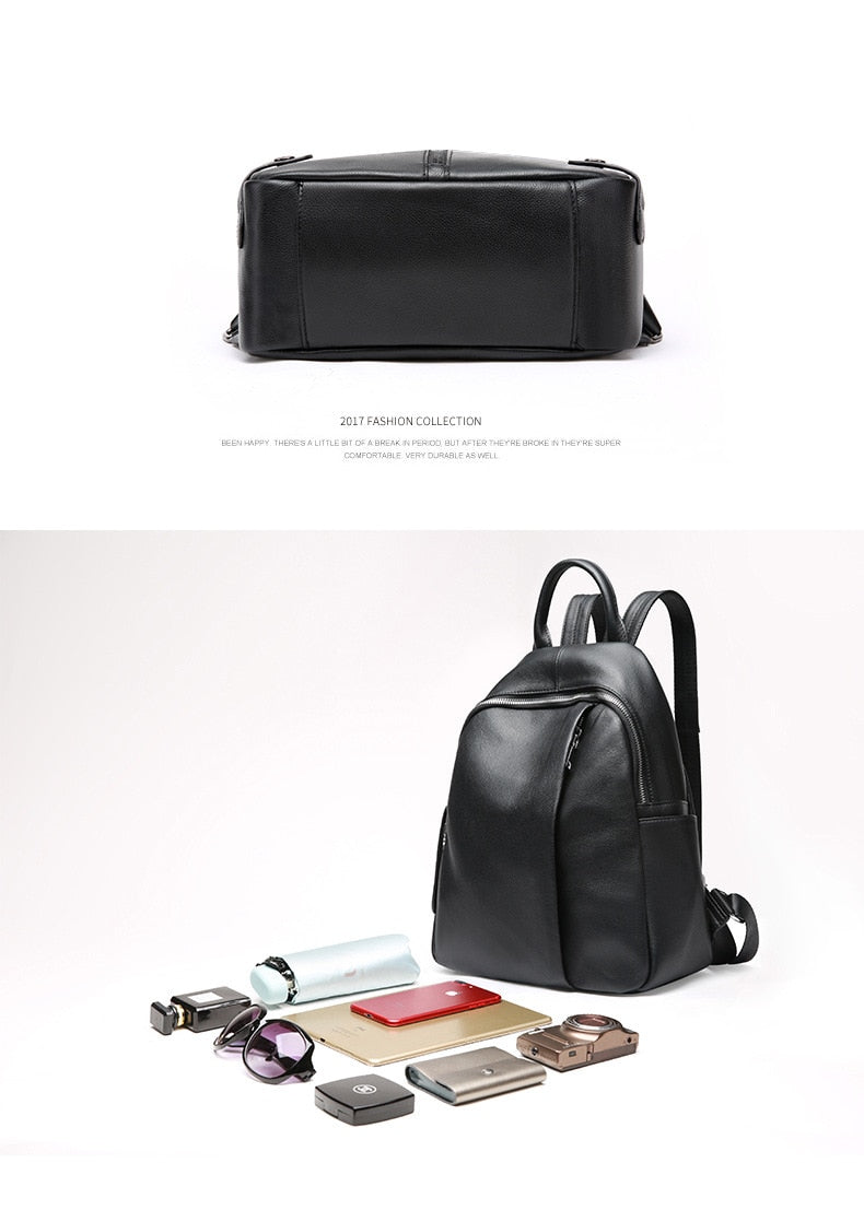Genuine Cowhide Leather Women's All-Match Travel Shoulder Strap Backpack - Backpacks - DYAVOR®