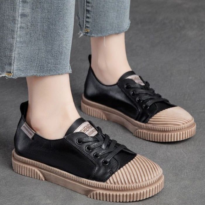 Handmade Women Casual Shoes Leather Platform Sneakers HGCS09 - Casual Shoes - DYAVOR®