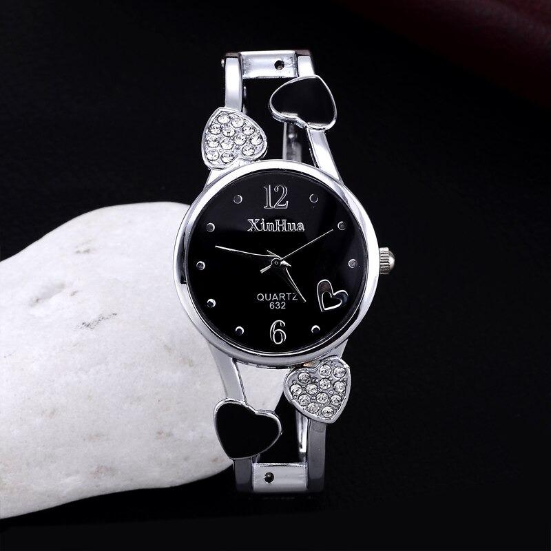 Heart Shaped Stainless Steel Bracelet Watch Clock for Women with Rhinestone - Watches for Women - DYAVOR®