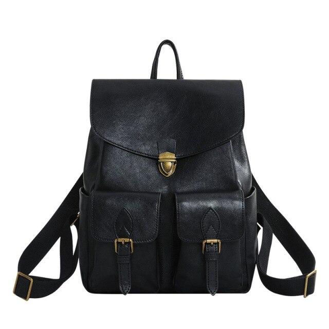 High-end Casual Female Solid Pattern Genuine Leather Travel Backpack - Backpacks - DYAVOR®