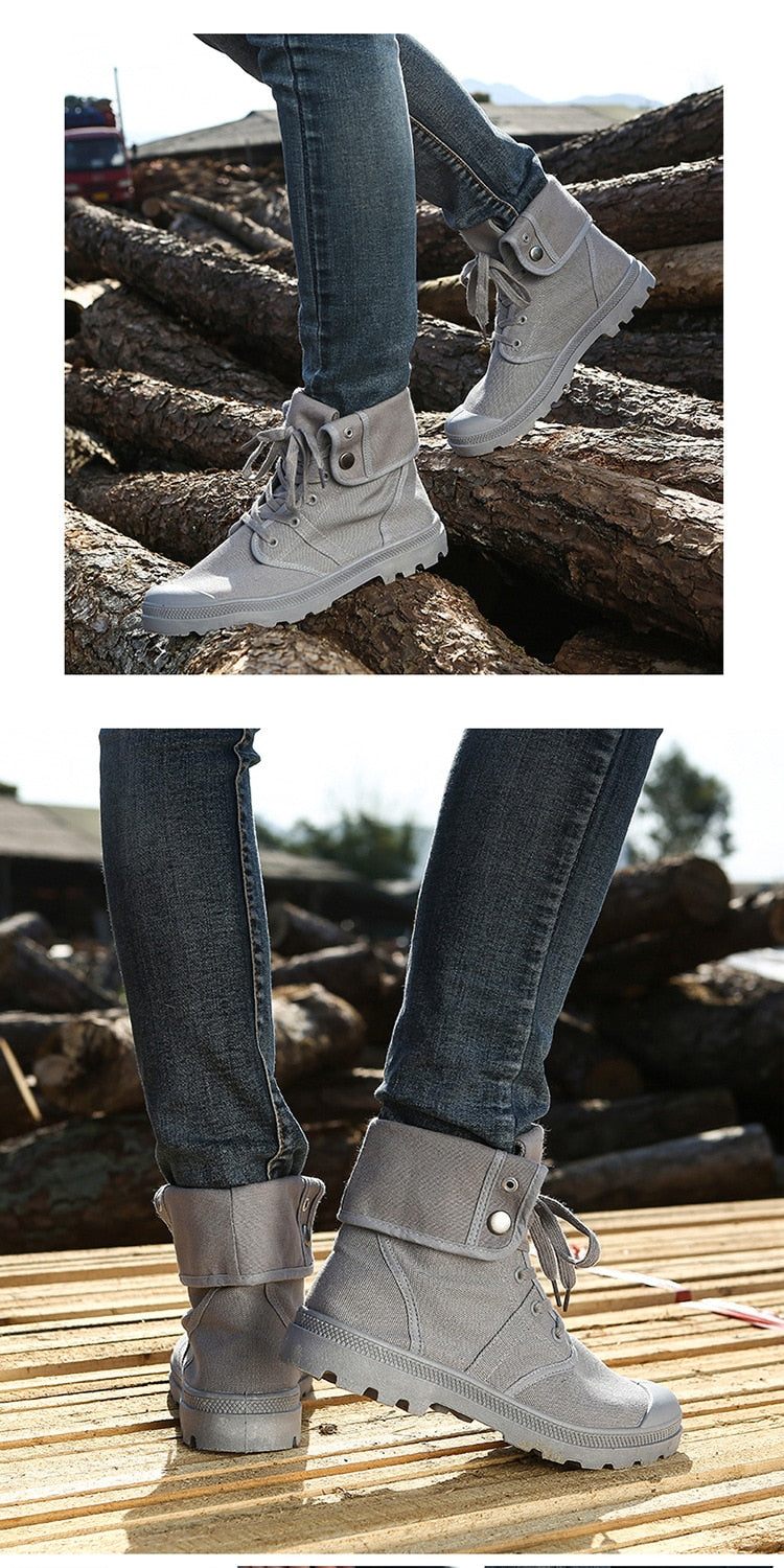 Hip Hop Desert Style Fashion Autumn Military Comfortable Canvas Tactical Ankle Boots Shoes Size - Boots - DYAVOR®