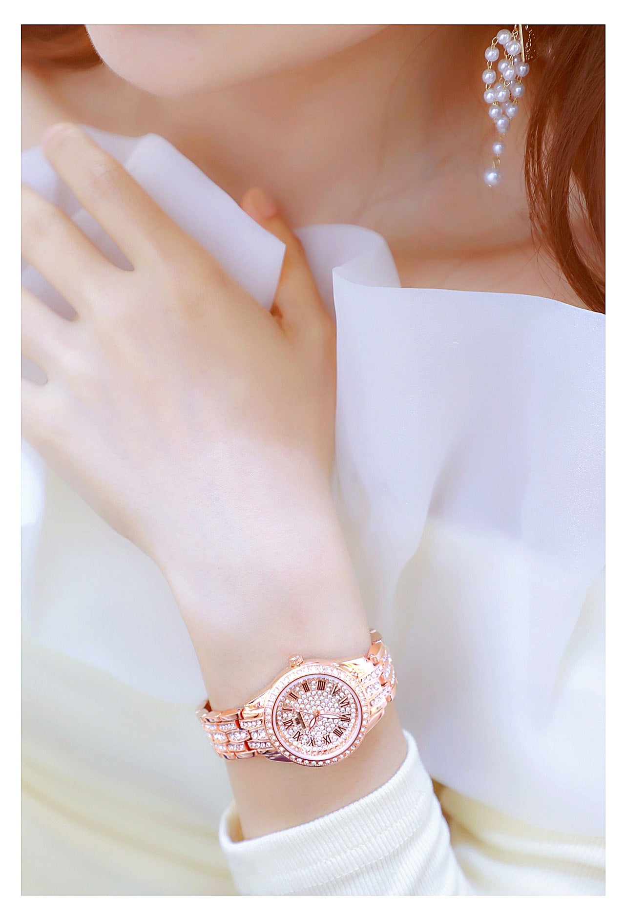 Hip Hop Luxury Women's Small Diamond Decor Silver Bracelet Wristwatch - Watches for Women - DYAVOR®