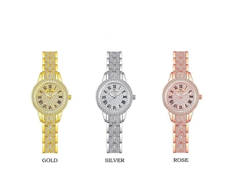 Hip Hop Luxury Women's Small Diamond Decor Silver Bracelet Wristwatch - Watches for Women - DYAVOR®