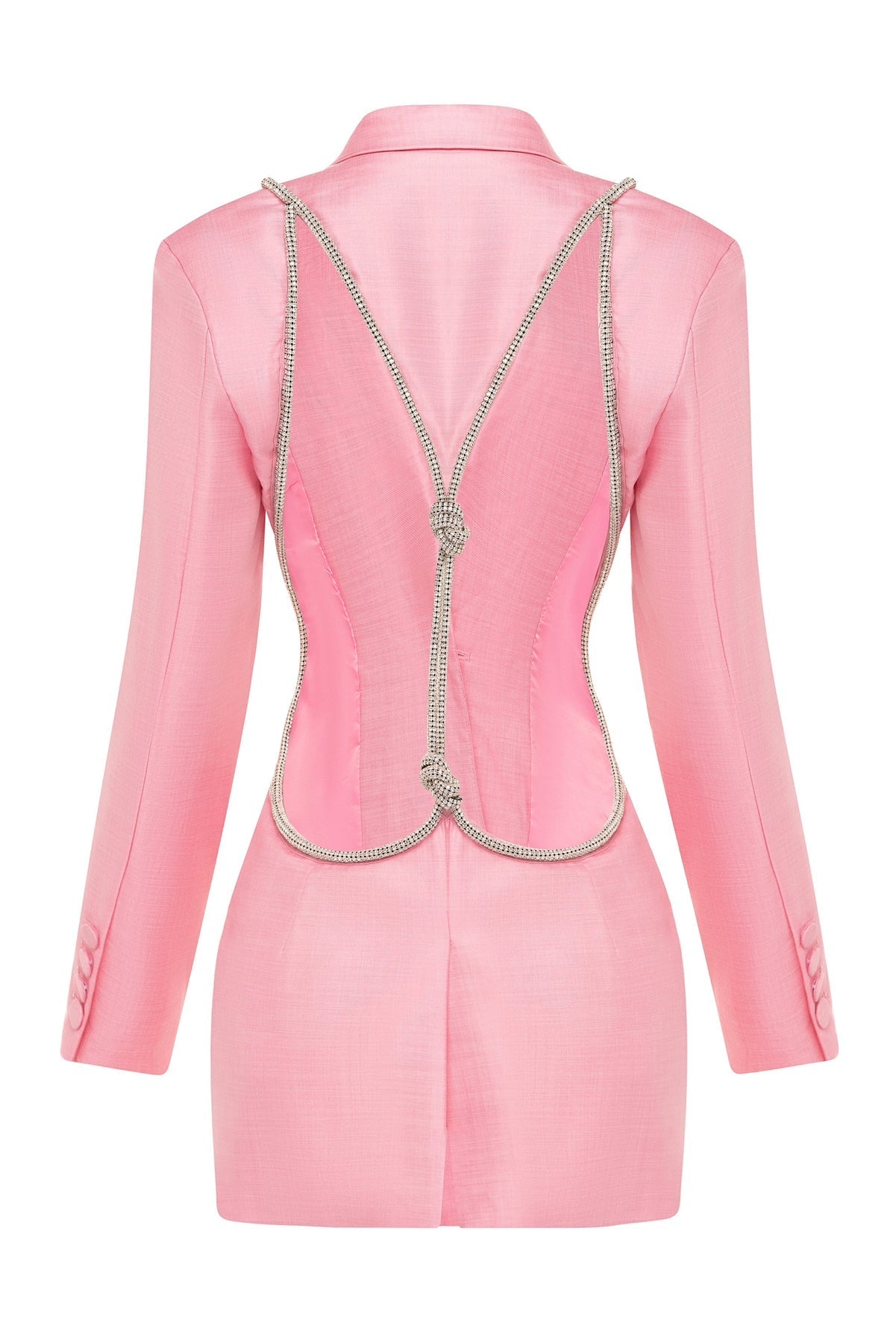 Pink Backless Diamond Blazer - - DYAVOR®
