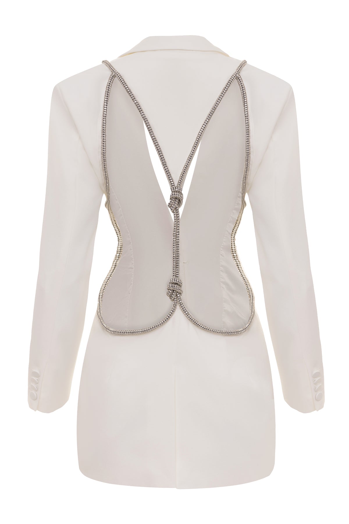 White Backless Diamond Blazer - - DYAVOR®