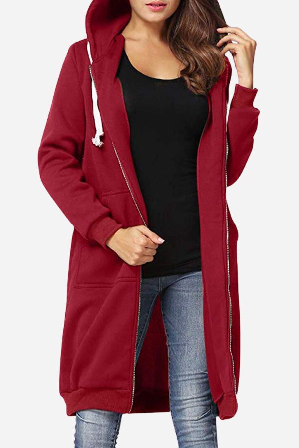 Oversized Long Zip Sweatshirt Hoodie - Coats & Jackets - DYAVOR®