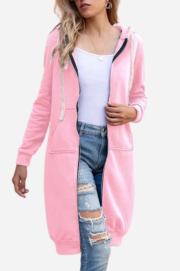 Oversized Long Zip Sweatshirt Hoodie - Coats & Jackets - DYAVOR®
