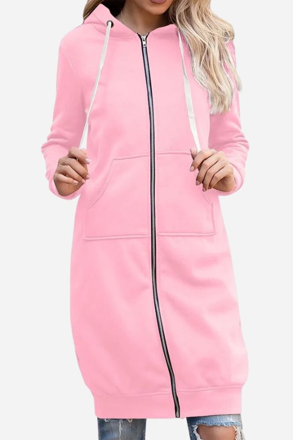 Oversized Long Zip Sweatshirt Hoodie - Coats & Jackets - DYAVOR®