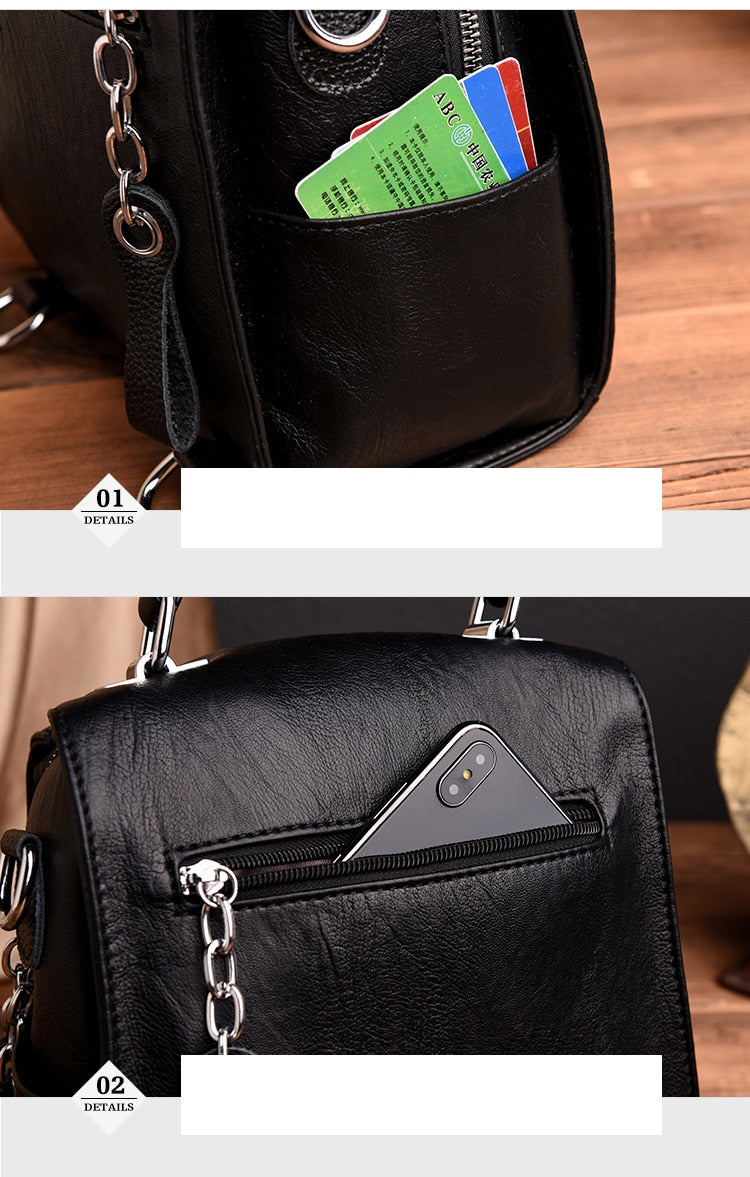 Luxury Cow Leather Women Designer Fashion Shoulder Crossbody Multifunction Bag Big Tote Sac - Backpacks - DYAVOR®
