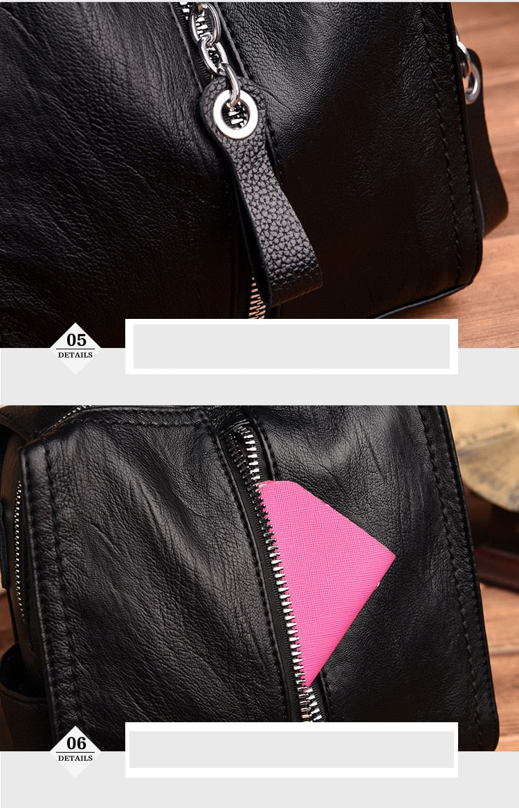 Luxury Cow Leather Women Designer Fashion Shoulder Crossbody Multifunction Bag Big Tote Sac - Backpacks - DYAVOR®
