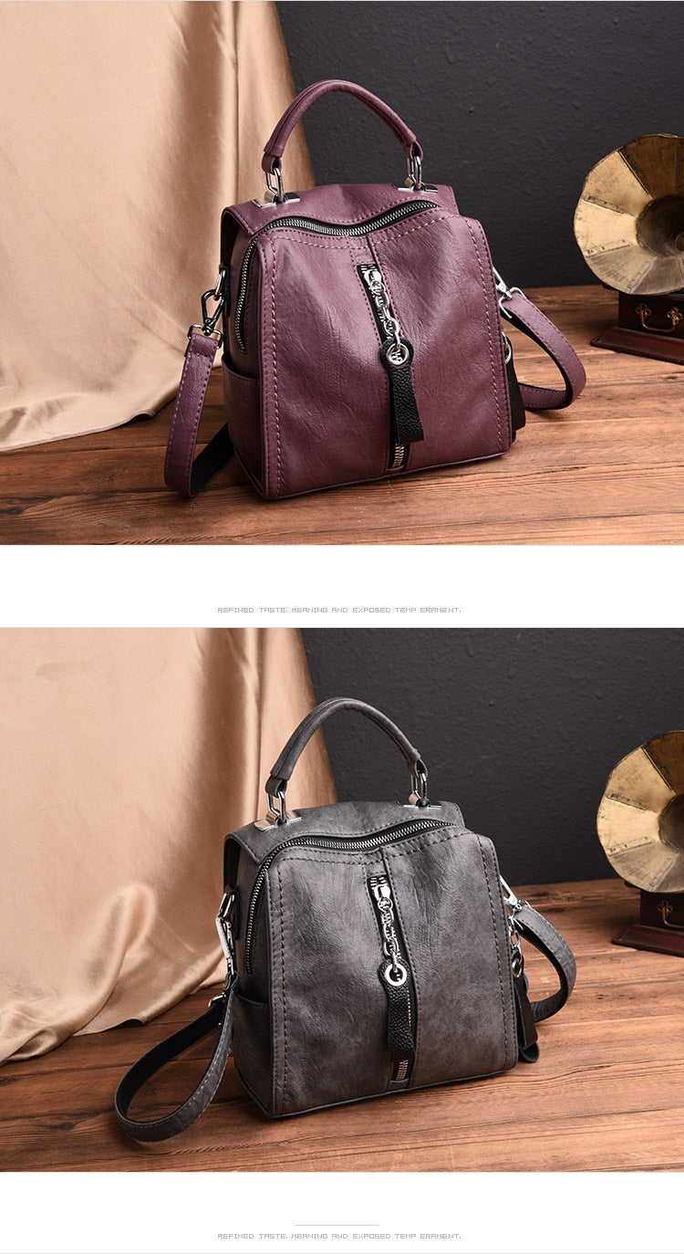 Luxury Cow Leather Women Designer Fashion Shoulder Crossbody Multifunction Bag Big Tote Sac - Backpacks - DYAVOR®