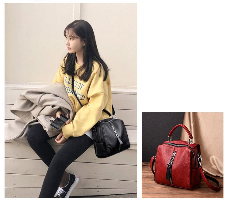 Luxury Cow Leather Women Designer Fashion Shoulder Crossbody Multifunction Bag Big Tote Sac - Backpacks - DYAVOR®