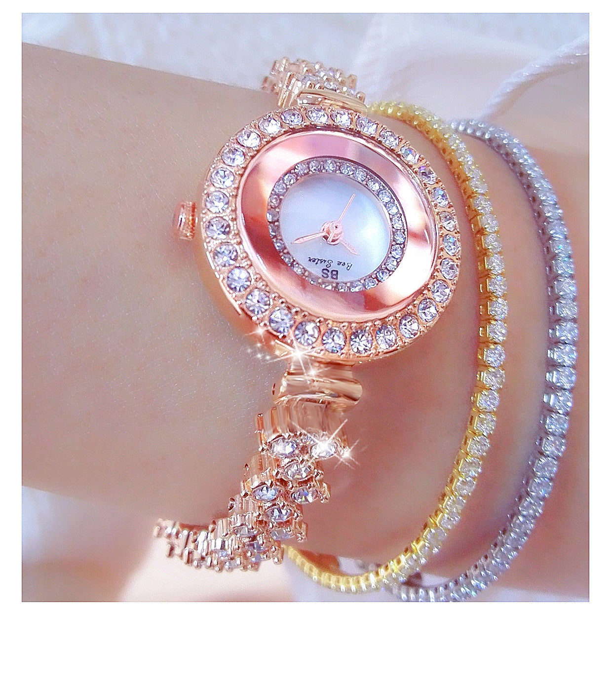 Luxury Hip Hop Women's Diamonds Decor White Dial Sports Bracelet Wristwatch - Watches for Women - DYAVOR®
