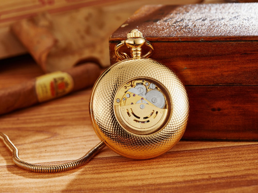 Luxury Vintage Copper Gold Square Hand Wind Mechanical Pocket FOB Watch - Unisex Style Watches - DYAVOR®
