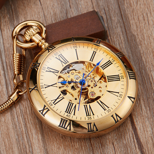 Luxury Vintage Copper Gold Square Hand Wind Mechanical Pocket FOB Watch - Unisex Style Watches - DYAVOR®