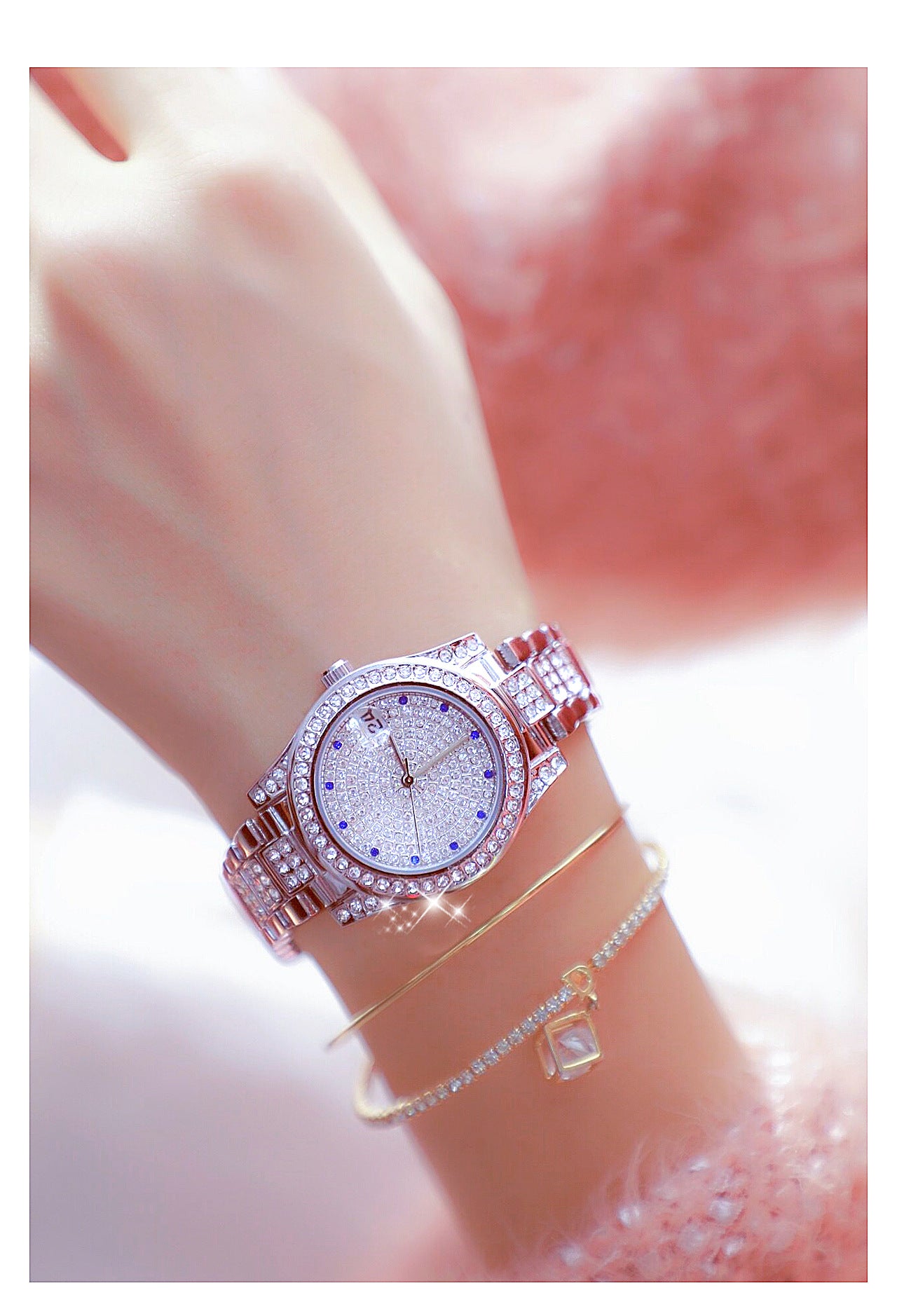 Luxury Women's Crystal Diamonds Decor Stainless Steel Dress Wristwatch - Watches for Women - DYAVOR®