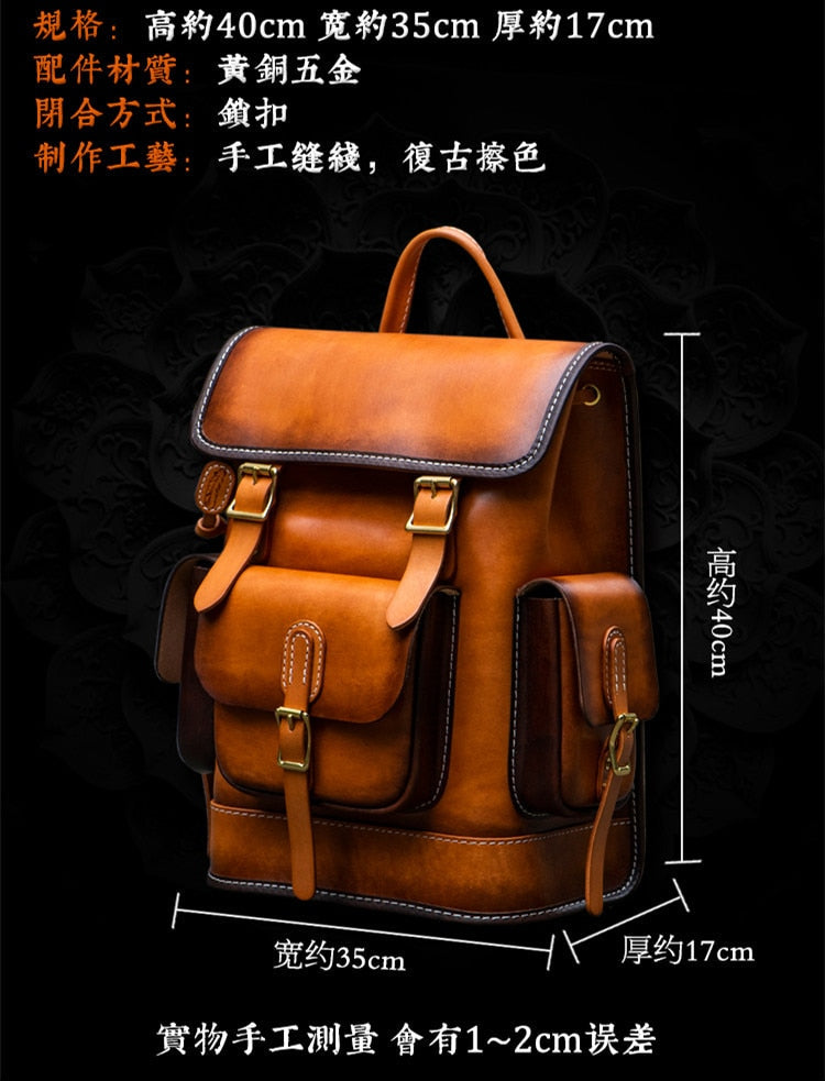 Men and Women Handmade Elaborate Works Cow Leather Backpacks - Backpacks - DYAVOR®
