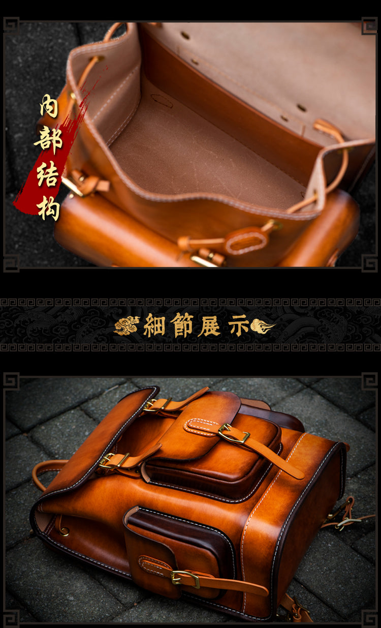 Men and Women Handmade Elaborate Works Cow Leather Backpacks - Backpacks - DYAVOR®