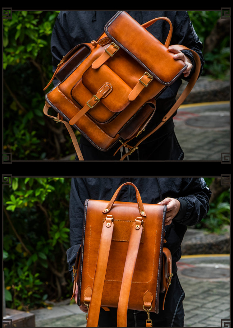 Men and Women Handmade Elaborate Works Cow Leather Backpacks - Backpacks - DYAVOR®