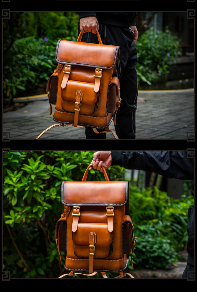 Men and Women Handmade Elaborate Works Cow Leather Backpacks - Backpacks - DYAVOR®