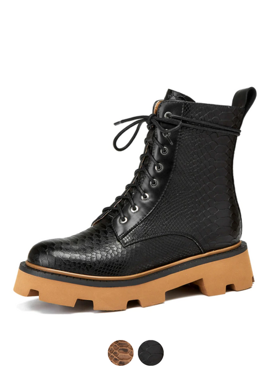 Almeda Women's Autumn Winter Leather Ankle Black Boots - Boots - DYAVOR®