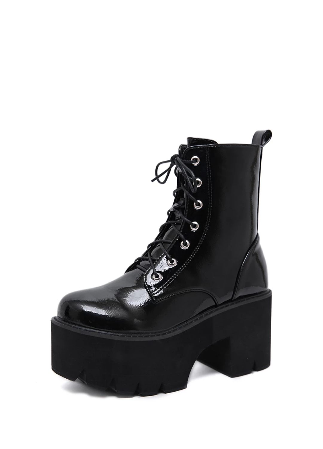 Walker Women's Black Patent Leather Platform Boots - Boots - DYAVOR®