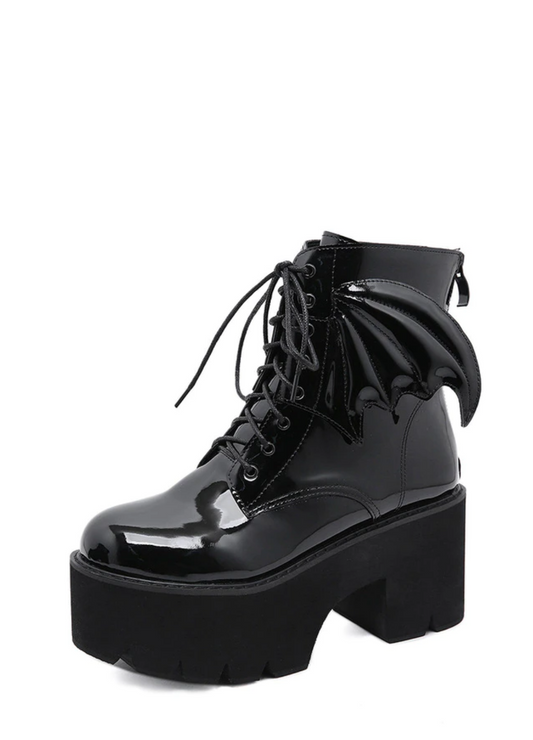 Archy Womens Angel Wing Patent Leather Ankle Booties - Booties - DYAVOR®