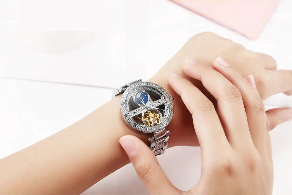 Women's Genuine Leather Hollowed Out Skeleton Luminous Wristwatch - Watches for Women - DYAVOR®