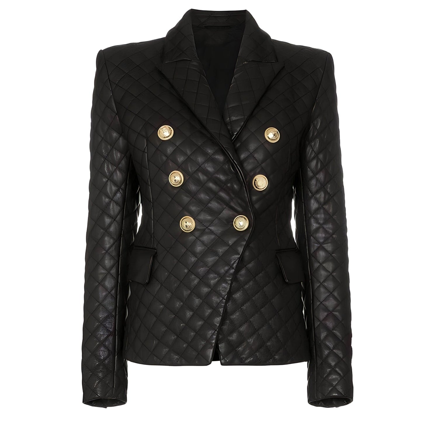 The Cynthia Quilted Faux Leather Blazer - - DYAVOR®