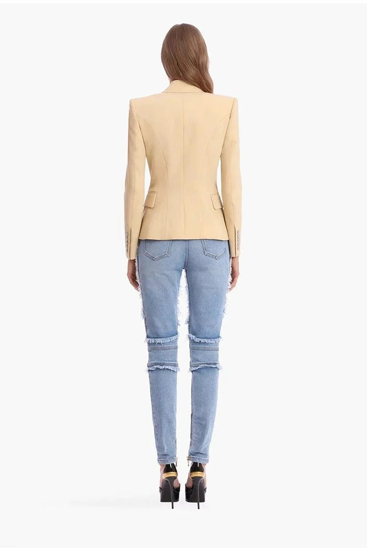 The Priscilla Slim Fit Blazer - Sand - - DYAVOR®