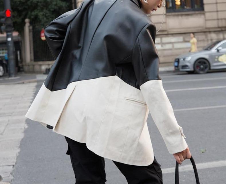 The Darla Faux Leather Long Sleeve Blazer - - DYAVOR®
