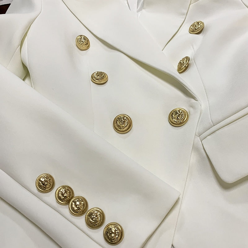 White Double Breasted Blazer - - DYAVOR®
