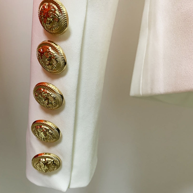 White Double Breasted Blazer - - DYAVOR®