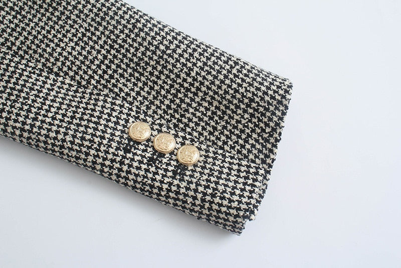 Houndstooth Double Breasted Blazer - - DYAVOR®